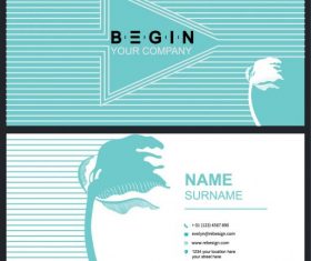 Business card template leaning flower arrow stripes vector