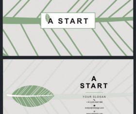 Business card template leaf pattern flat vector