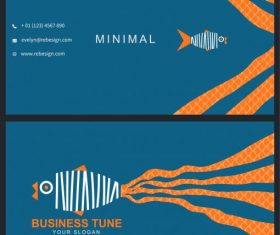 Business card template and fish vector set