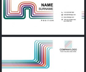 Business card templates modern colorful bended lines vectors
