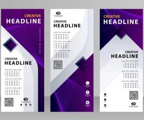 Business banner templates modern violet white dynamic design vector