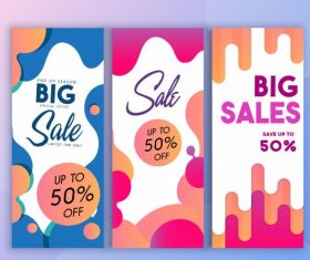 Sale banner templates colorful abstract flat deformed vector set