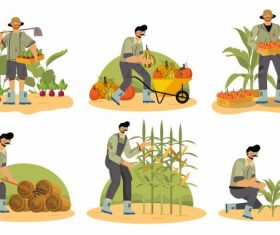 Farming work cartoon characters vector