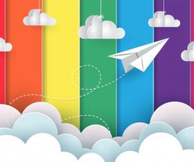 Planes fly background rainbow colorful flying vector