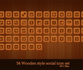 Wooden style social web icon set