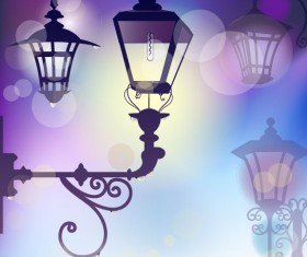 Cartoon Street lamp background vector set 01