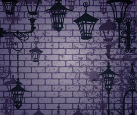 Cartoon Street lamp background vector set 02