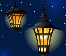 Cartoon Street lamp background vector set 05