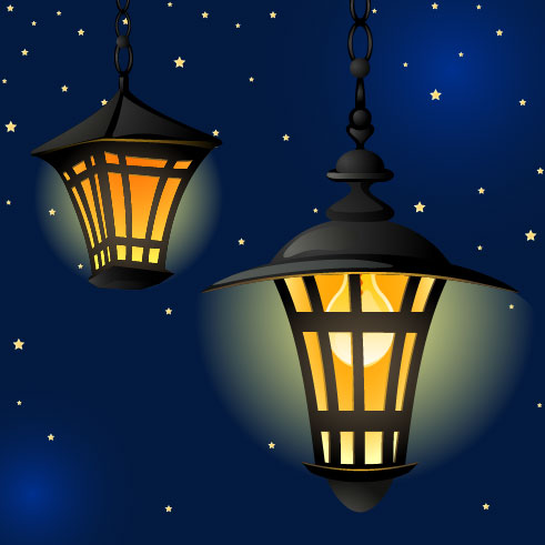 Cartoon Street lamp background vector set 05 free download