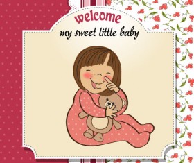 Cartoon baby card vector 01