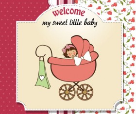 Cartoon baby card vector 02
