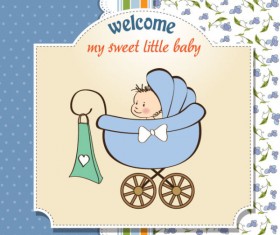 Cartoon baby card vector 03