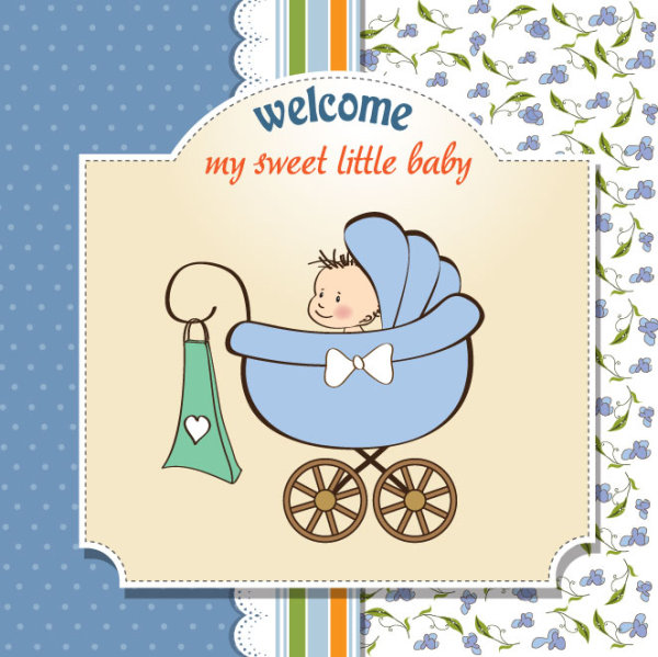 Cartoon baby card vector 03