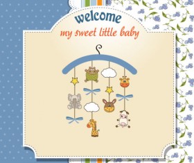 Cartoon baby card vector 04