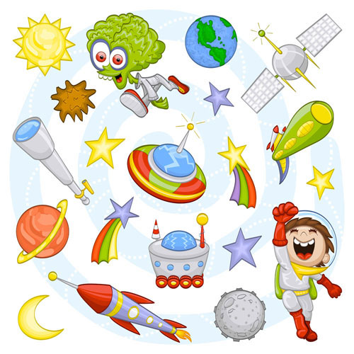 Cartoon Outer space Pattern vector 02