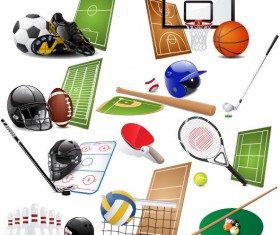 sports equipment vector set 05