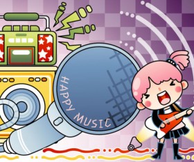 Cartoon music Illustration vetcor 03