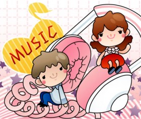 Cartoon music Illustration vetcor 05
