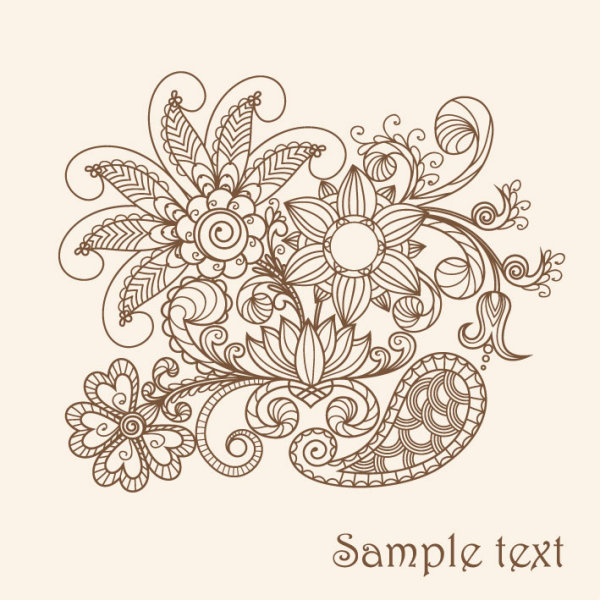 The line of draft  of Exquisite  Floral vector 04