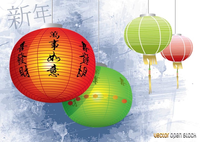 Chinese Lamps Vector Graphics