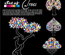 Abstract Trees background vector 01