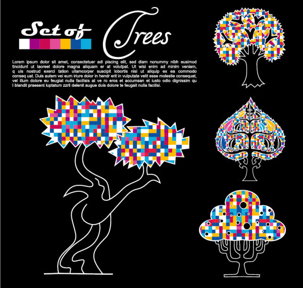 Abstract Trees background vector 01