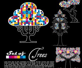 Abstract Trees background vector 02