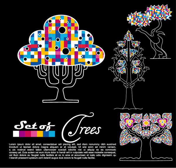 Abstract Trees background vector 02