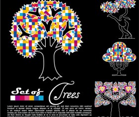 Abstract Trees background vector 03