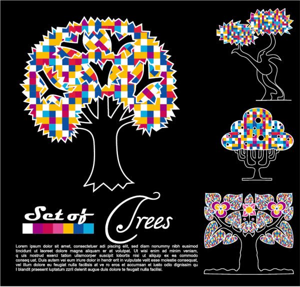 Abstract Trees background vector 03