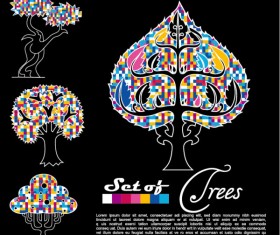 Abstract Trees background vector 04