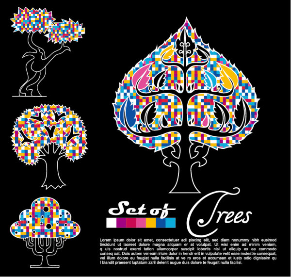Abstract Trees background vector 04