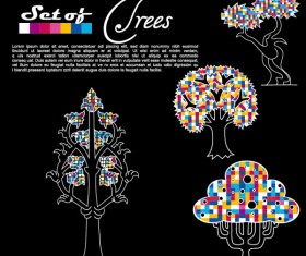 Abstract Trees background vector 05