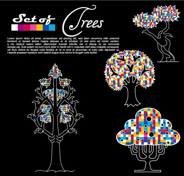 Abstract Trees background vector 05