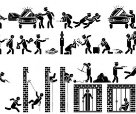 Police Sketch vector set 02