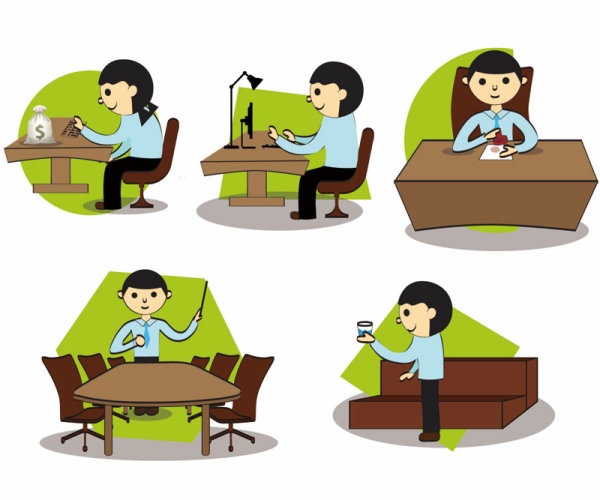 Cartoon office Setting free vector Graphics