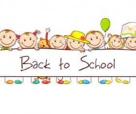 free vector Cartoon Primary school students Illustration 03