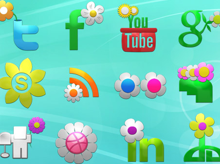 Spring Social Icons Set