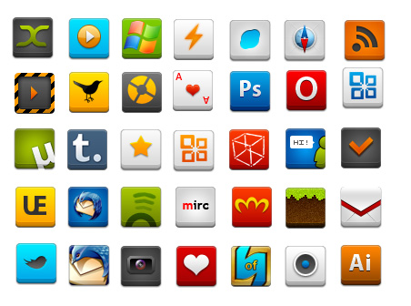 Square three-dimensional web icons free download