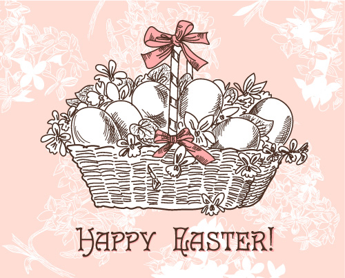 Hand painted Easter Pattern free vector 02