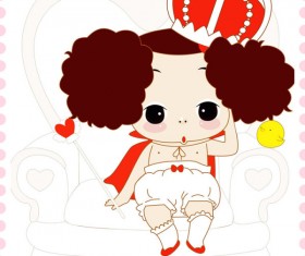 free Cute cartoon Doll vector 01