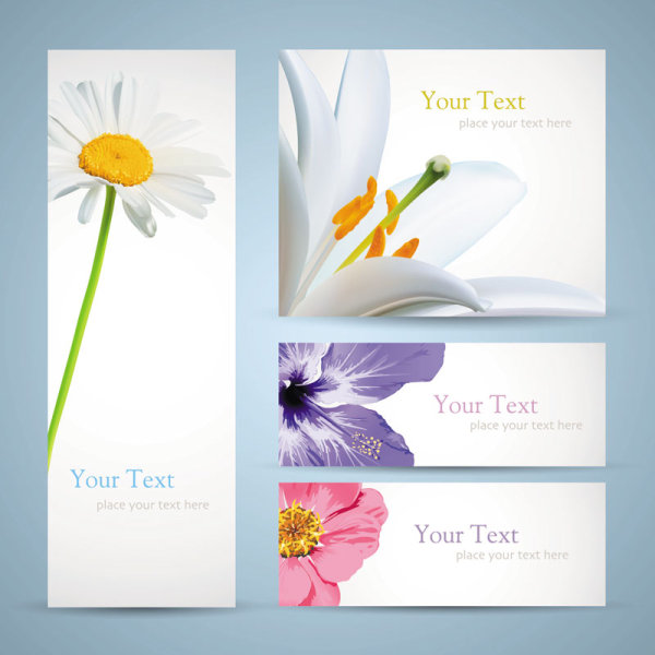free vector with Flowers banner 01