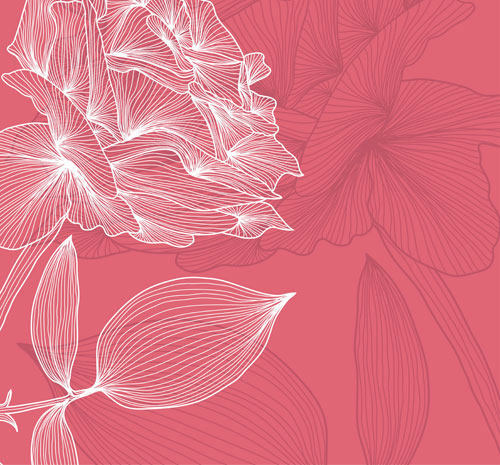 Lines of flowers background free vector 03