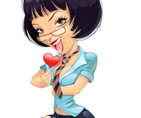 The Cartoon Girl Illustration 02 free vector