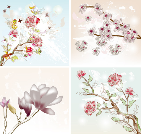 free vector Exquisite with Flowers 01