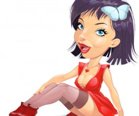 The Cartoon Girl Illustration 03 free vector