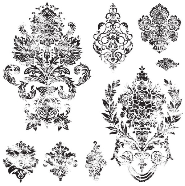 Black and white Decorative pattern free vector 03