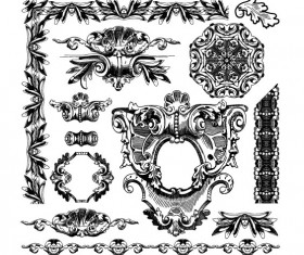Black and white Decorative pattern Borders vector 01