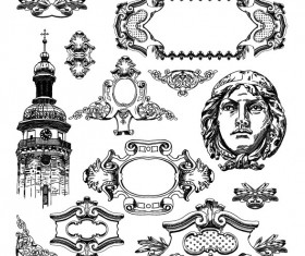 Black and white Decorative pattern Borders vector 03