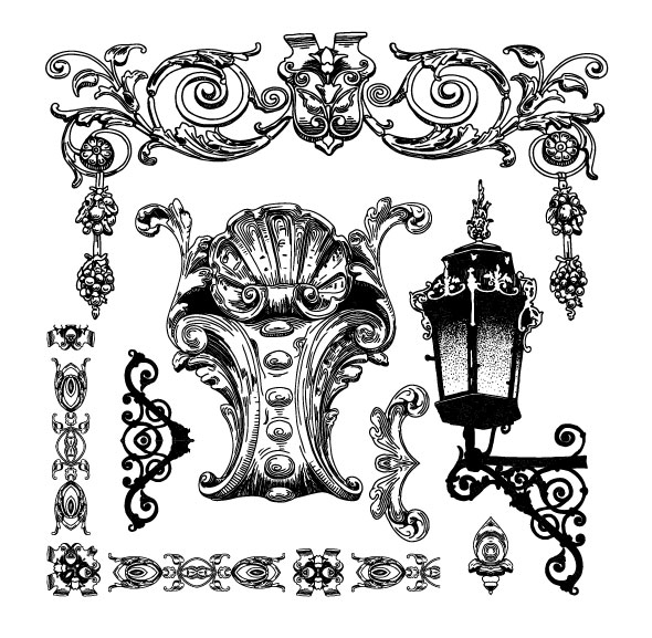 Black and white Decorative pattern Borders vector 05